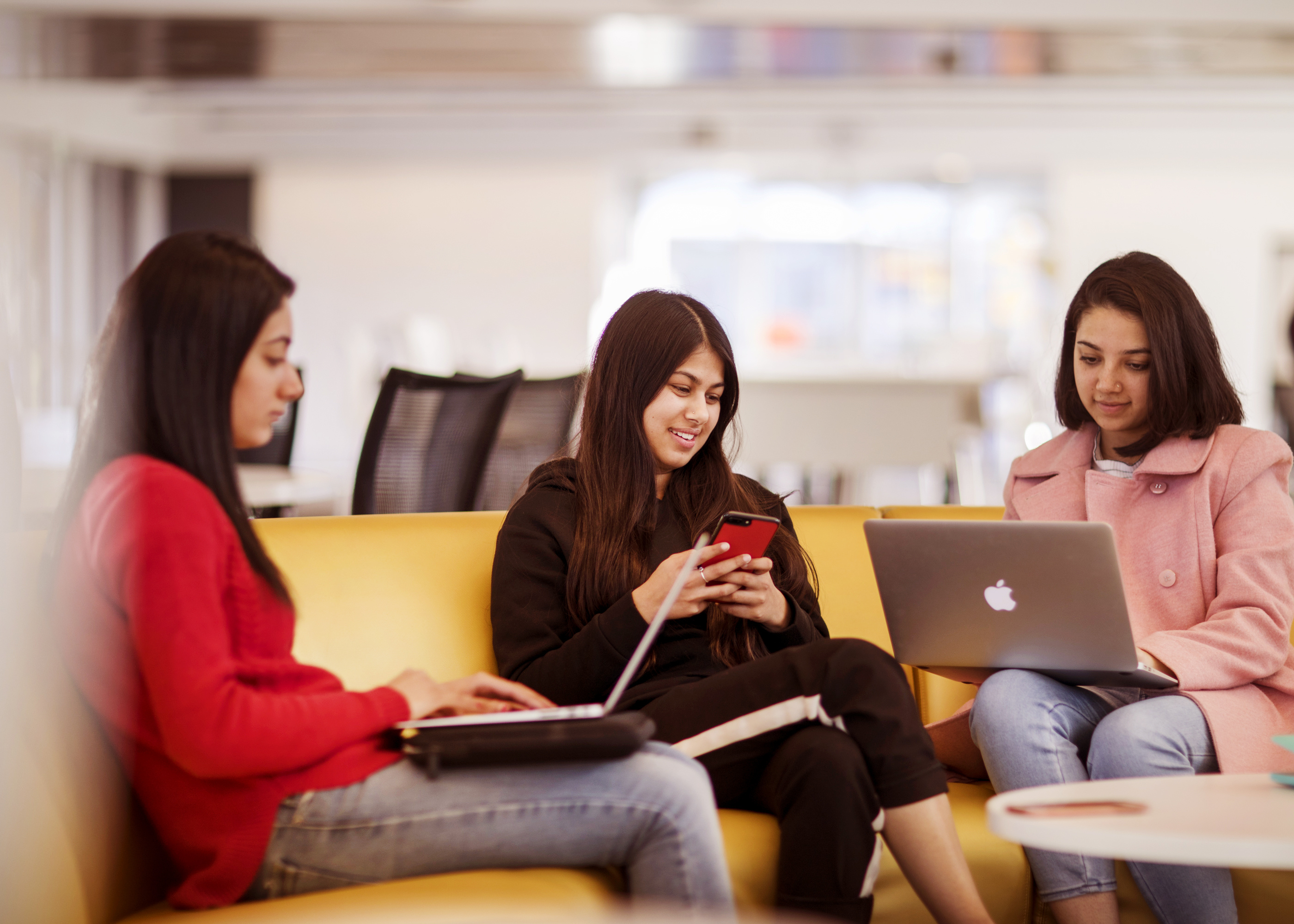 students talking on campus