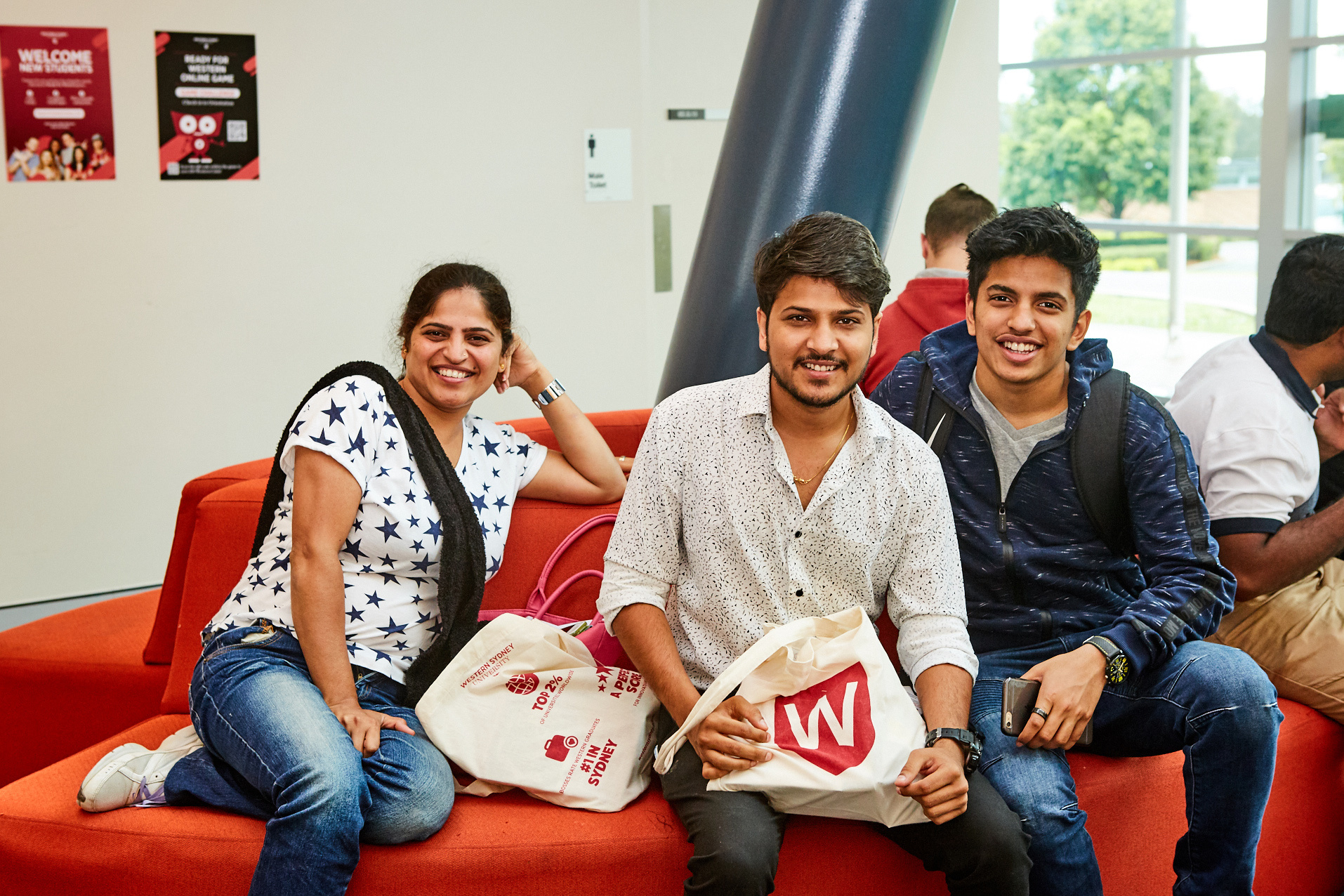 students talking on campus